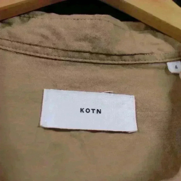 KOTN 100% Egyptian Cotton Khaki Maxi Button Up Collared Shirt Dress Women Size 4 - Picture 5 of 14